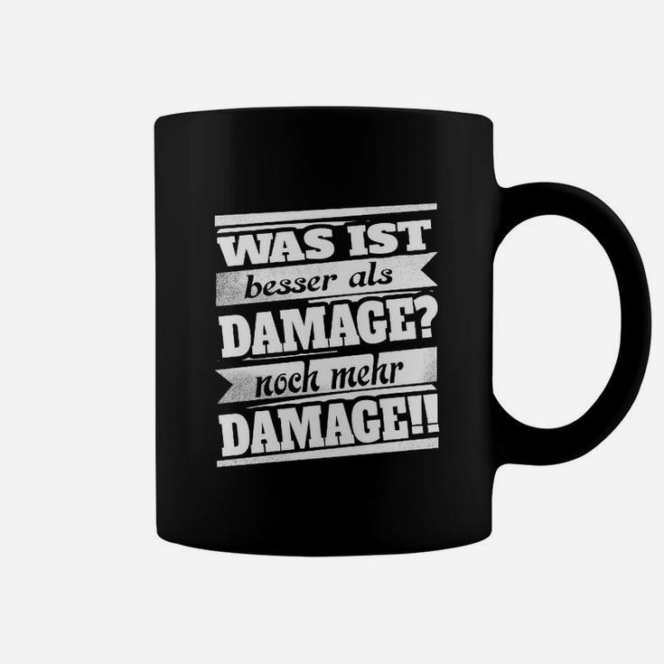 Schwarzes Tassen Mehr DAMAGE Aufdruck, Lustiges Gamer Tee