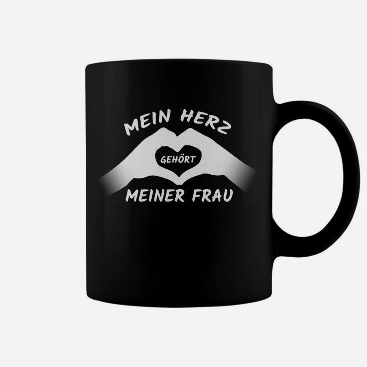 Schwarzes Tassen Mein Herz gehört meiner Frau, Romantisches Herrenshirt