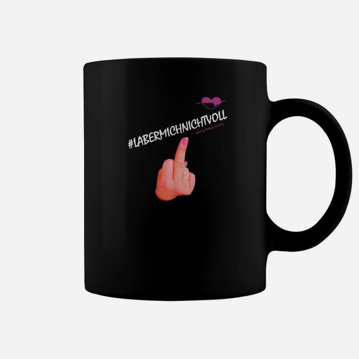 Schwarzes Tassen mit Hashtag und Finger-Emoji, Trendiges Design