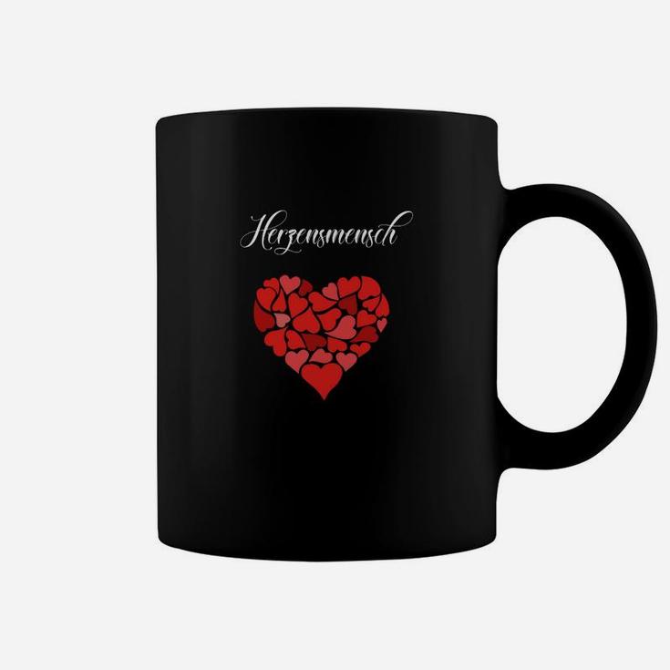 Schwarzes Tassen mit Herzschmerz-Design, Emotionales Motiv Tee