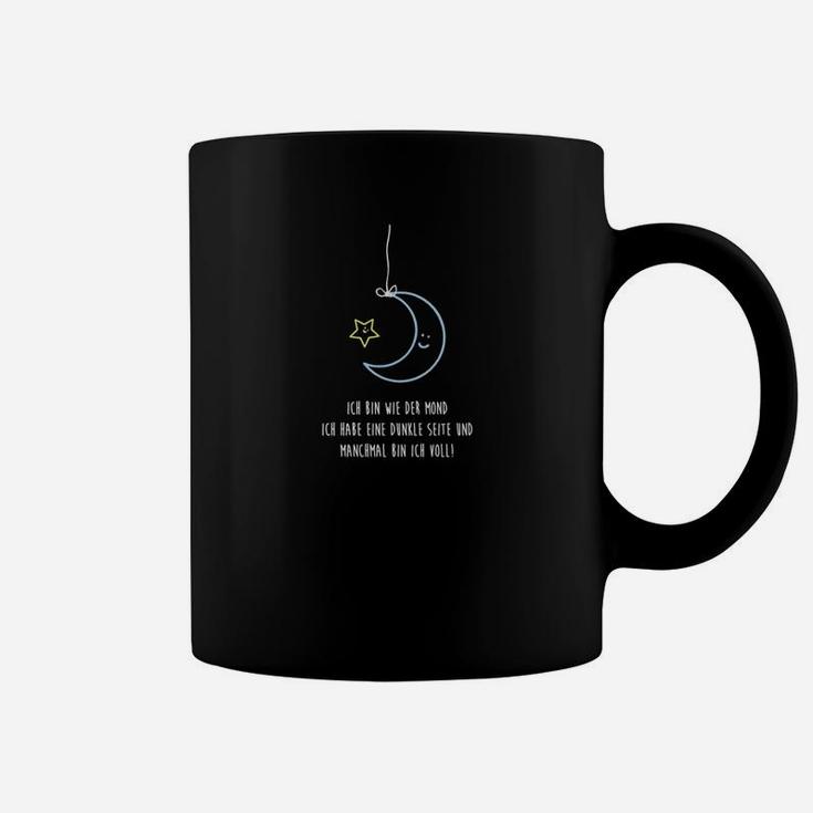 Schwarzes Tassen mit Mond und Sternen, Inspirierendes Spruch-Design