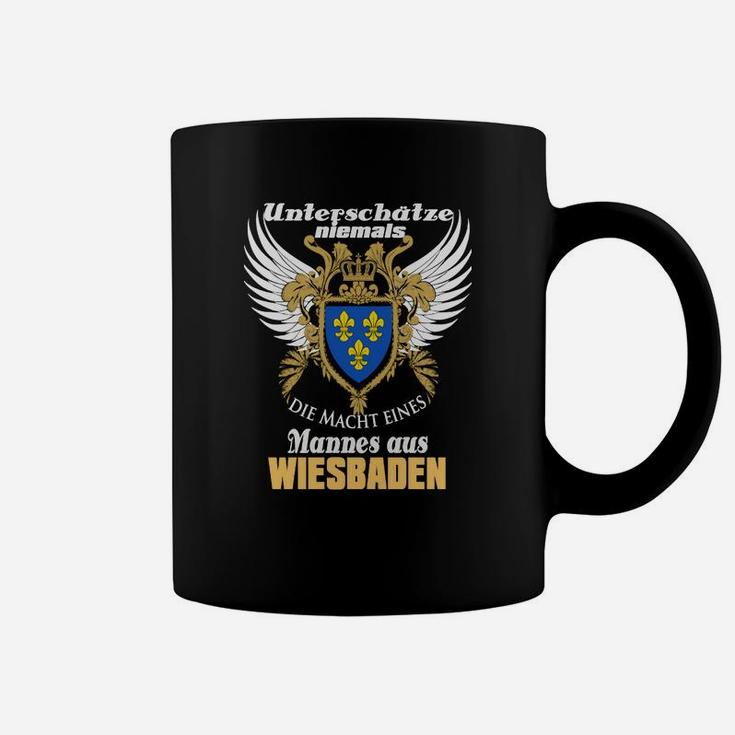 Schwarzes Tassen Wappen & Spruch Macht Mann aus Wiesbaden