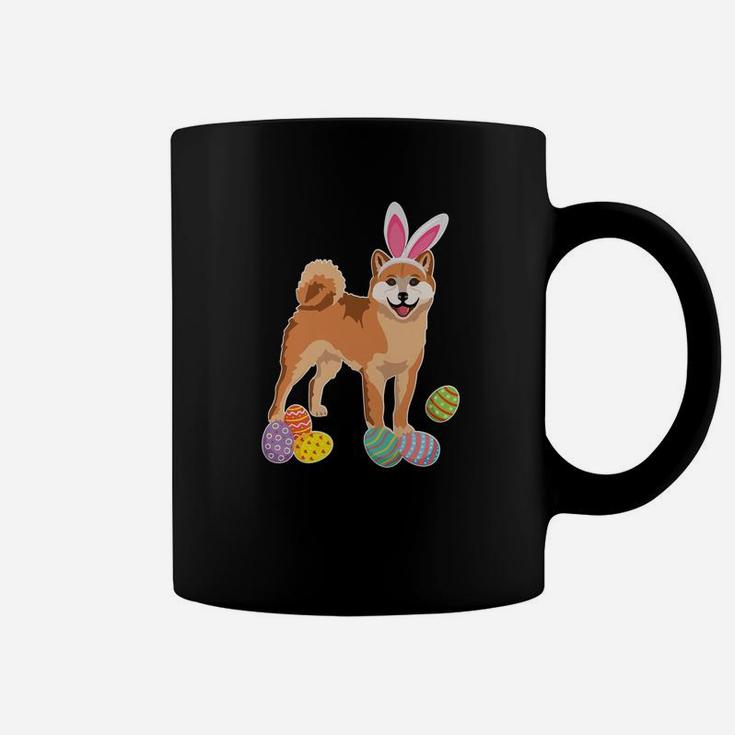 Shinba Dog Bunny Rabbit Hat Playing Easter Eggs Happy Coffee Mug