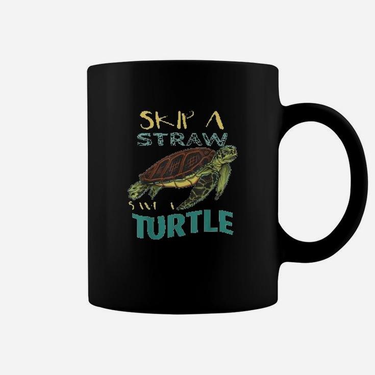 Skip Plastic Straw Save A Turtle Earth Day Climate Change Coffee Mug