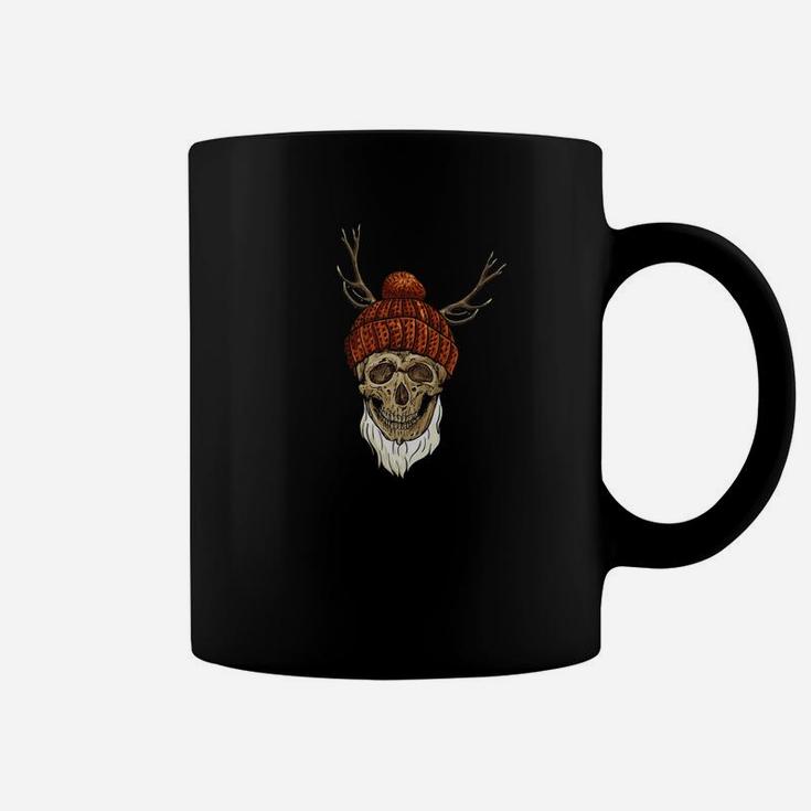 Skull Bearded Man Christmas Deer Reindeer Coffee Mug