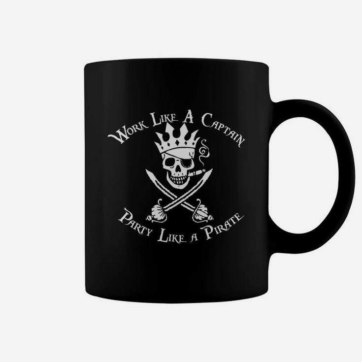 Skull Captain Work Like A Captain Party Like A Pirate Coffee Mug