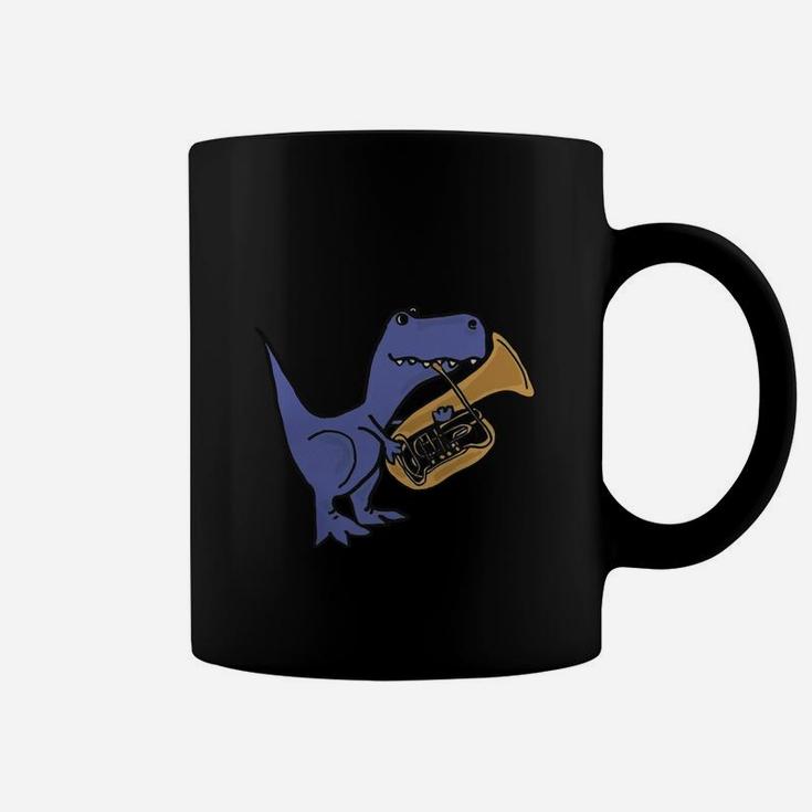 Smiletodaytees Funny T-rex Dinosaur Playing Tuba T-shirt Coffee Mug