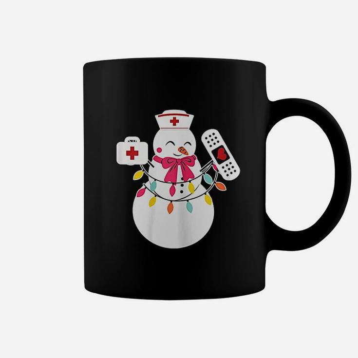 Snowman Nurse Christmas With Nurses Hat Funny Outfit Coffee Mug