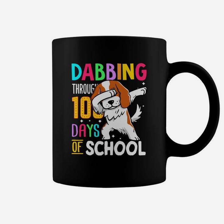 Spaniel Dabbing Through 100 Days Of School Colorful Dog Lovers Funny Student Coffee Mug