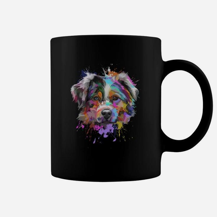 Splash Art Australian Shepherd Aussie Lover Gifts Coffee Mug
