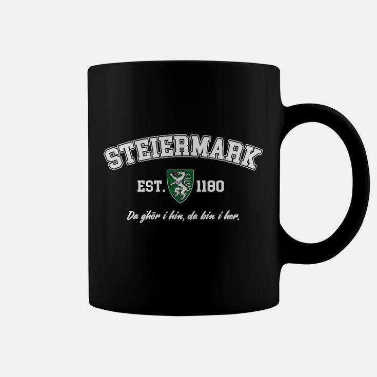 Steiermark Est. 1180 Schwarzes Tassen mit Wappen-Design
