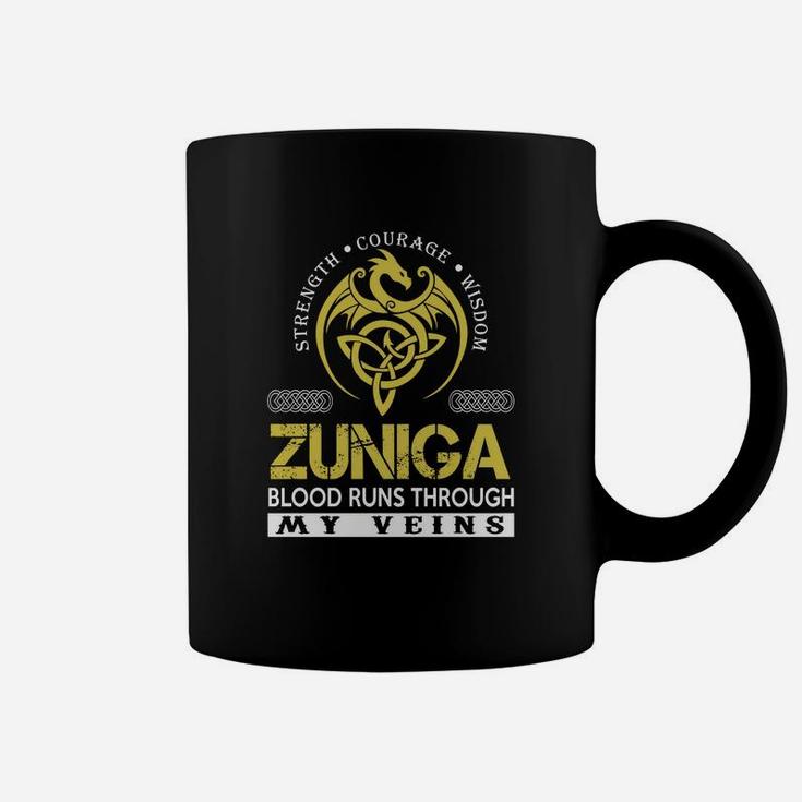 Strength Courage Wisdom Zuniga Blood Runs Through My Veins Name Shirts Coffee Mug