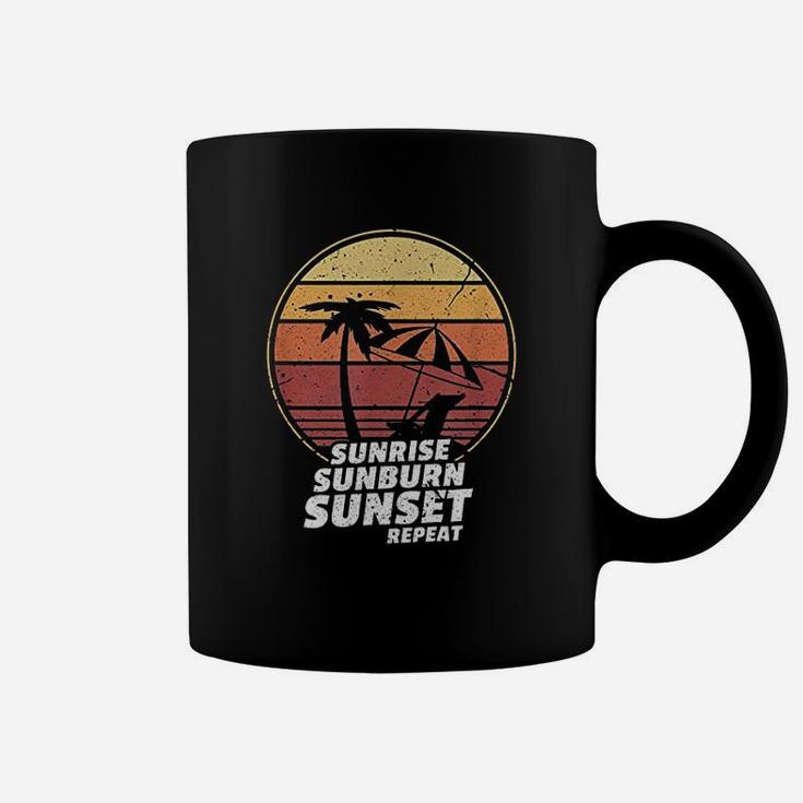 Sunrise Sunburn Sunset Repeat Vintage Vacation Beach Coffee Mug