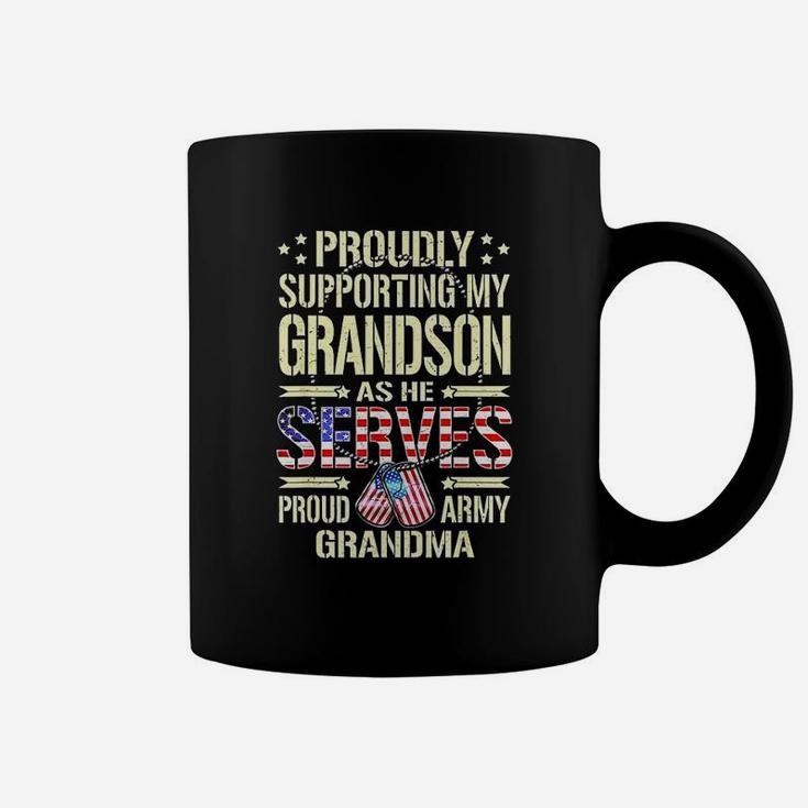 Supporting My Grandson As He Serves Proud Army Grandma Coffee Mug