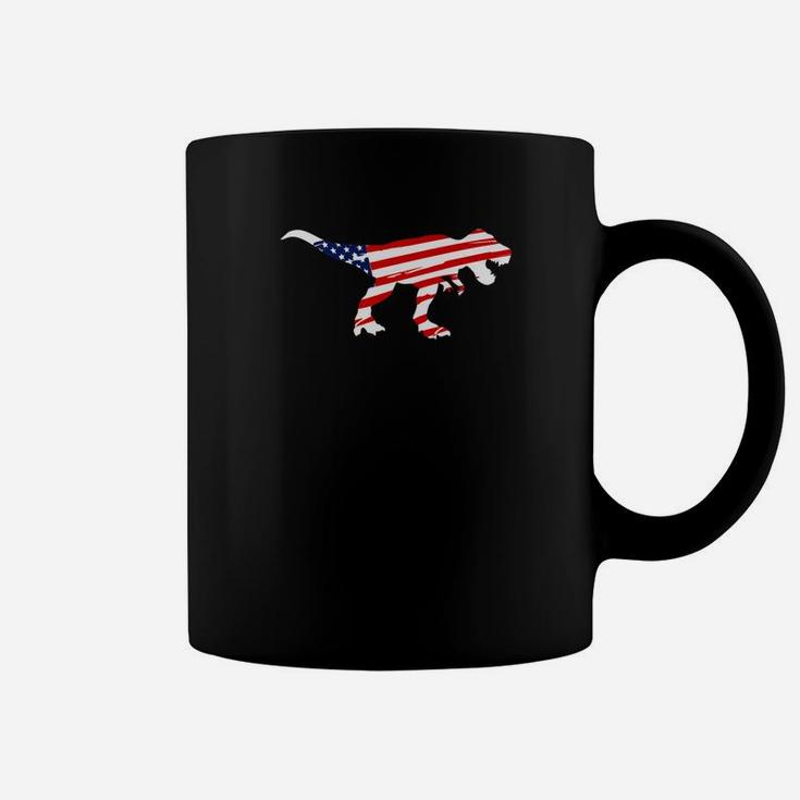 T Rex American Flag Patriotic 4th Of July Veterans Flag Day Premium Coffee Mug