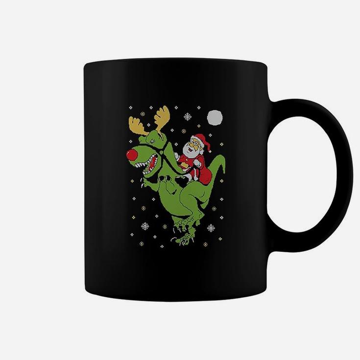T Rex Santa Ride Funny Ugly Christmas Coffee Mug