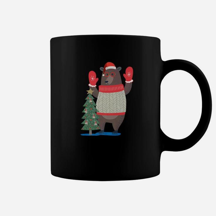 The Big Christmas Bear Near Of Christmas Tree Funny Coffee Mug