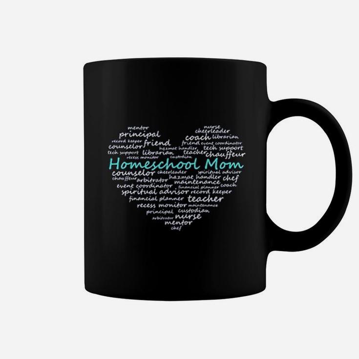 The Many Jobs Of A Homeschool Mom Heart Word Cloud Coffee Mug