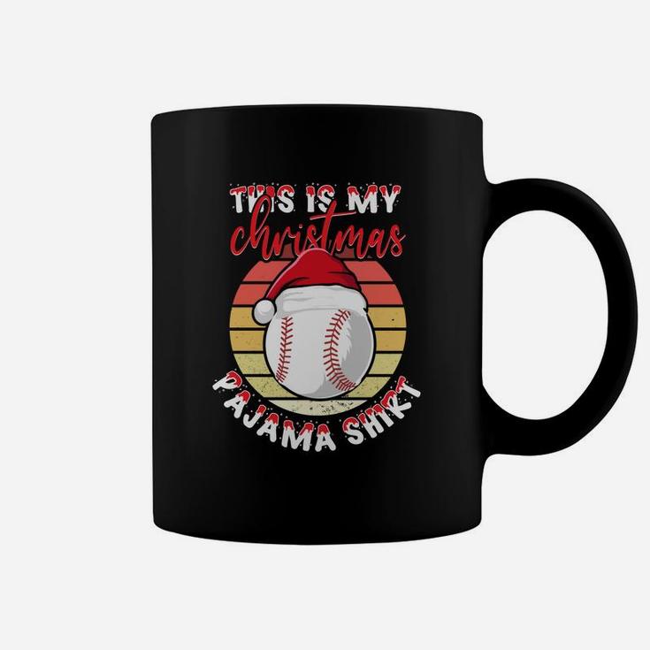 This Is My Christmas Pajama Shirt Vintage Baseball Sport Lovers Coffee Mug