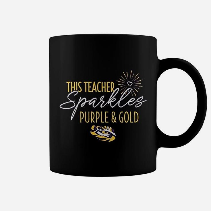 This Teacher Sparkles Purple And Gold Coffee Mug