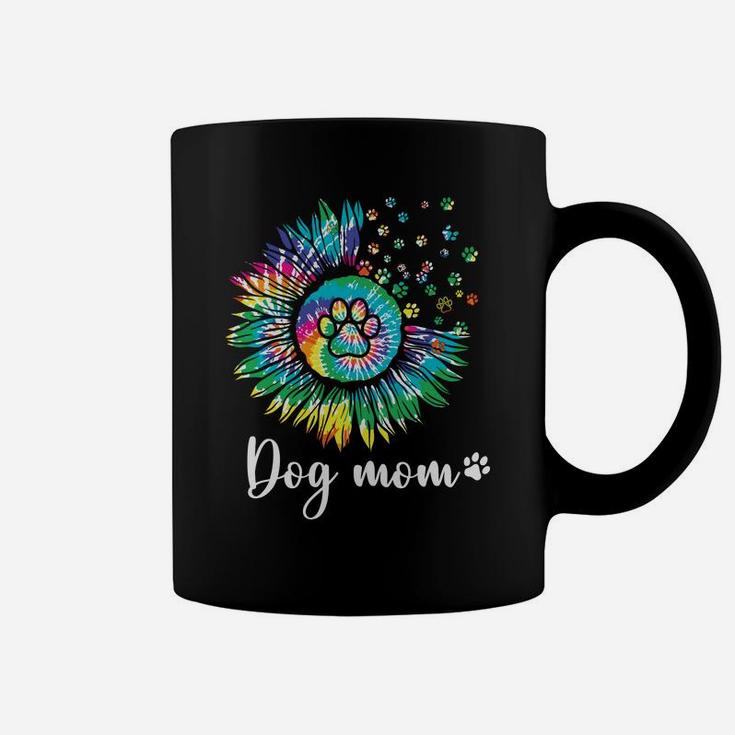 Tie Dye Dog Mom Paw Prints Hippie Sunflower Peace Dog Lovers Coffee Mug