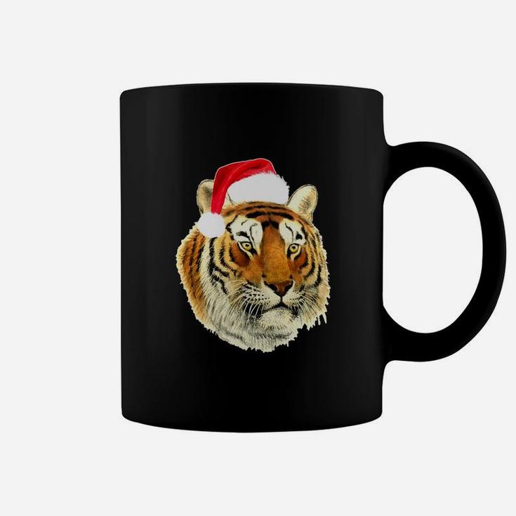 Tiger With Santa Hat Funny Christmas T-shirt Coffee Mug