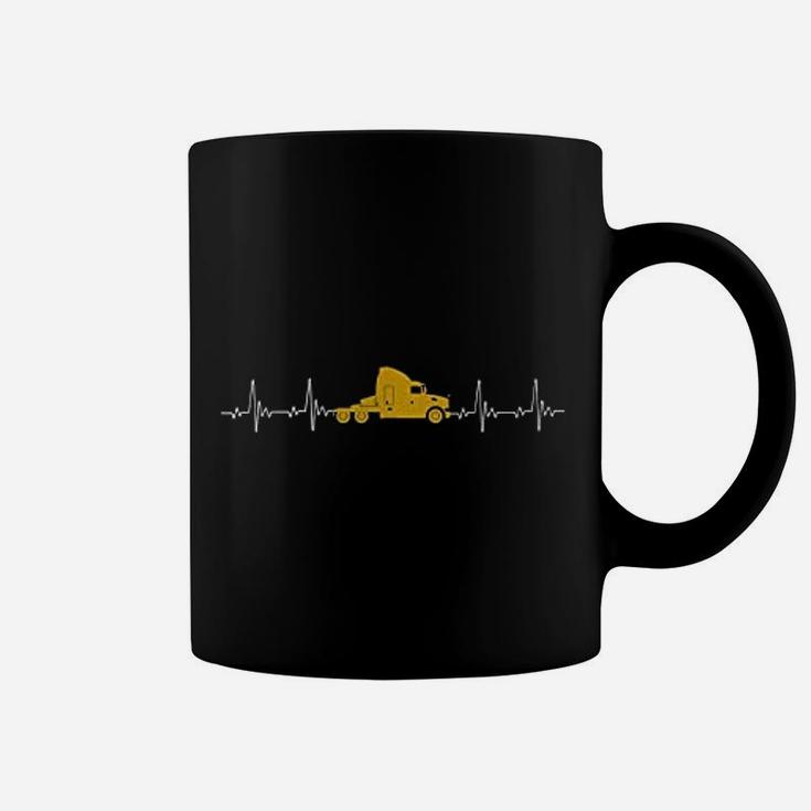 Truck Driver Heartbeat Trucking Funny Gift For Truckers Coffee Mug