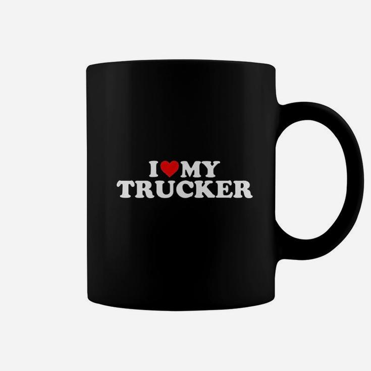 Truck Driver Wife I Love My Trucker With Heart Coffee Mug