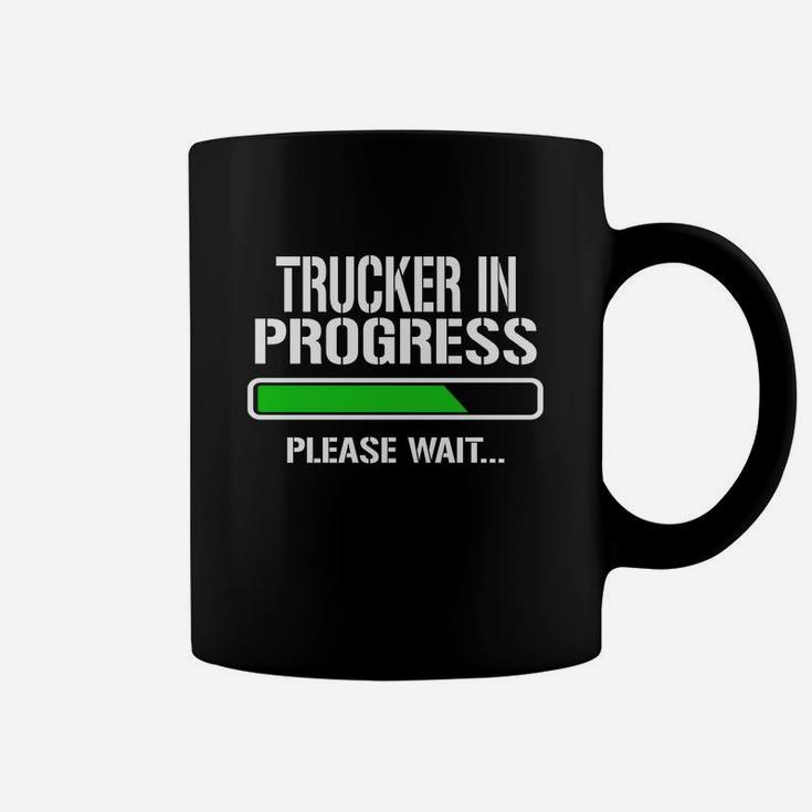 Trucker In Progress Please Wait Baby Announce Funny Job Title Coffee Mug
