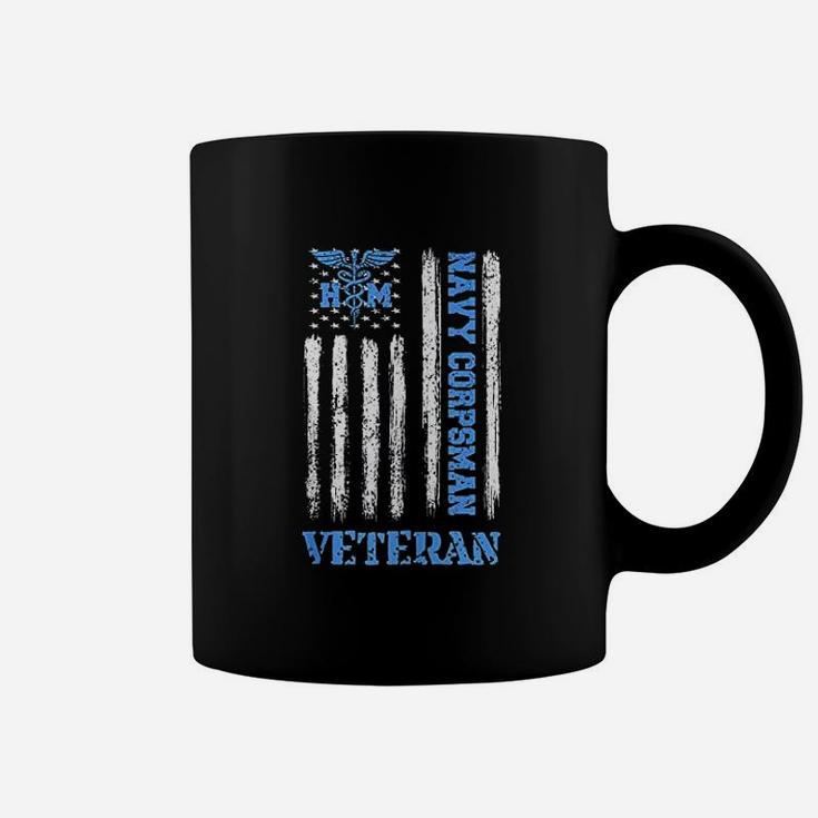 United States Proud Us Navy Corpsman Veteran American Flag Coffee Mug