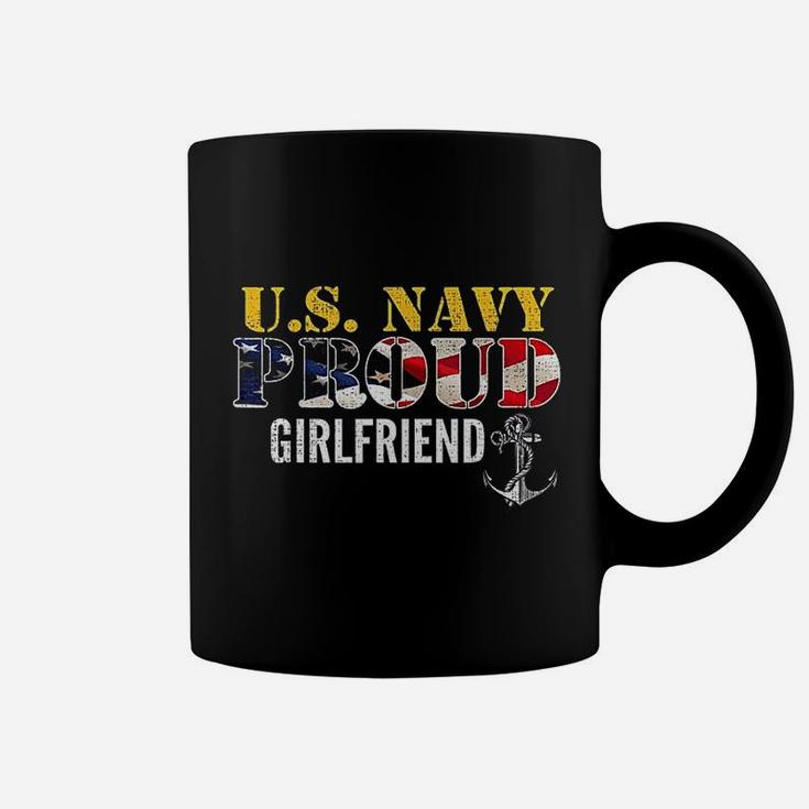 Us Proud Navy Girlfriend With American Flag Military Veteran Coffee Mug