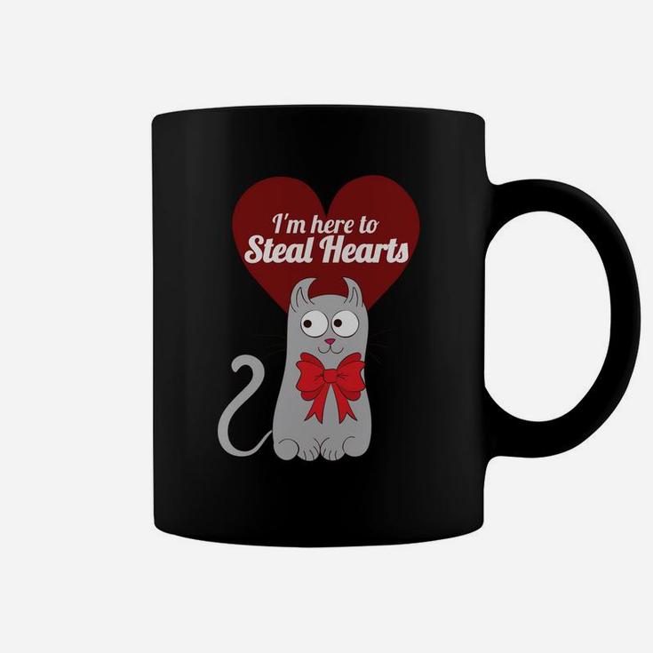 Valentines Cat Lover Heart Red Stealing Hearts Gift Coffee Mug