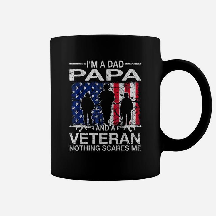 Veteran Dad Papa Nothing Scares Me American Flag Coffee Mug