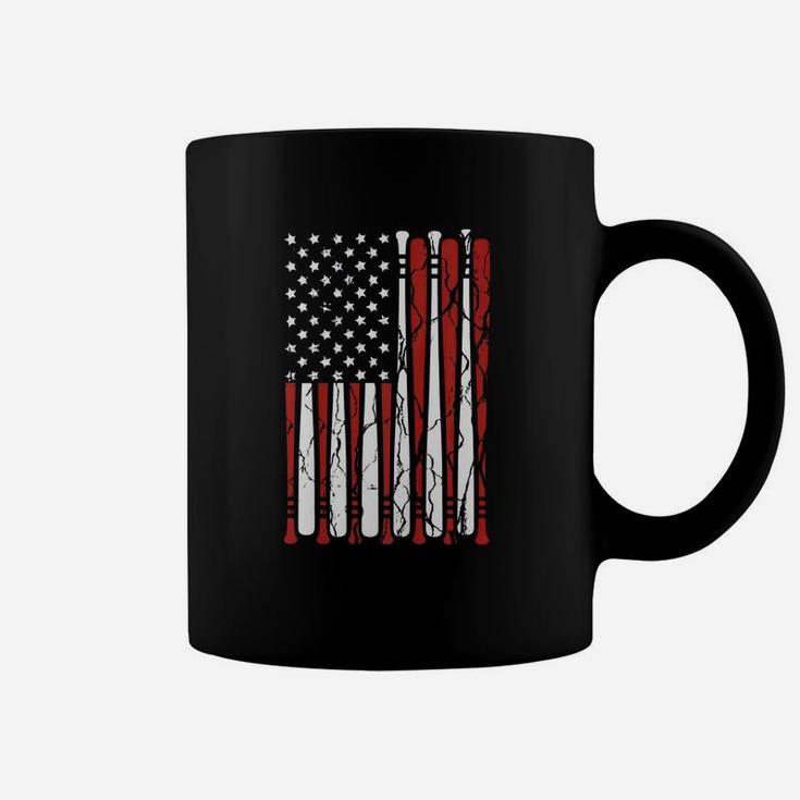 Vintage American Flag Baseball Men Boys Dad 4th July Shirt Coffee Mug