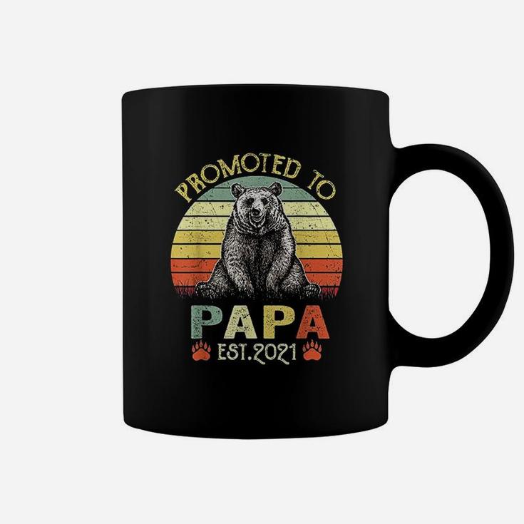 Vintage Bear Promoted To Papa Est 2021 Fathers Day Coffee Mug