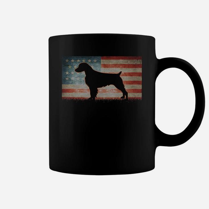 Vintage Best Brittany Spaniel Dog Dad Ever American Flag T-shirt Coffee Mug