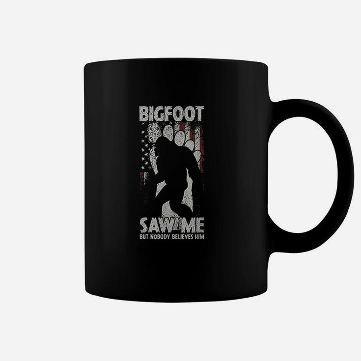 Vintage Bigfoot Saw Me But Nobody Believes Him American Flag Coffee Mug