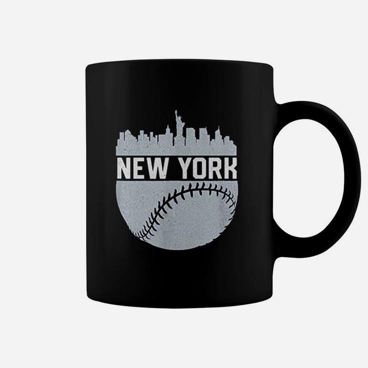 Vintage Downtown New York City Skyline Baseball Coffee Mug