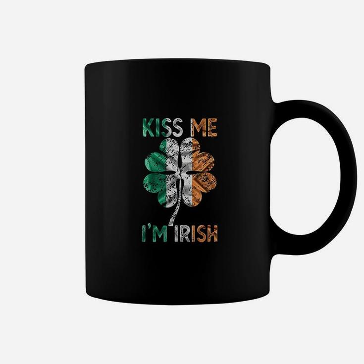 Vintage Kiss Me I Am Irish Ireland Flag Shamrock St Patty Day Coffee Mug