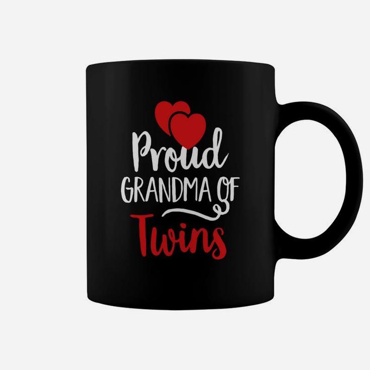 Vintage Red Hearts Love Proud Grandma Of Twins Coffee Mug