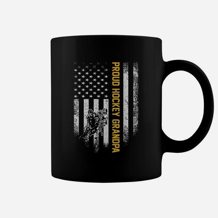 Vintage Usa American Flag Proud Hockey Grandpa Silhouette Coffee Mug