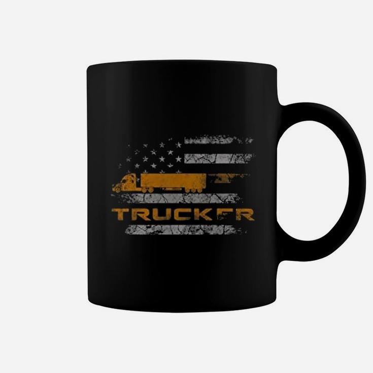 Vintage Usa Flag Trucker Coffee Mug