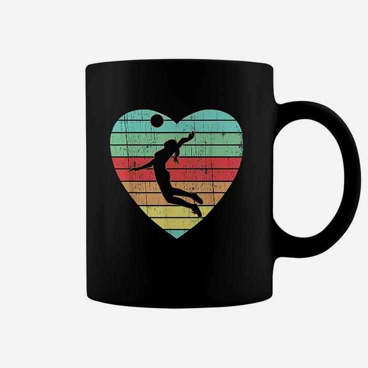 Vintage Valentines Day Heart Gifts Volleyball Player Girl Coffee Mug