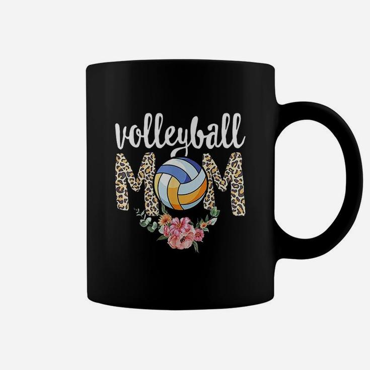Volleyball Mom Leopard Floral Mothers Day Player Son Leopard Coffee Mug