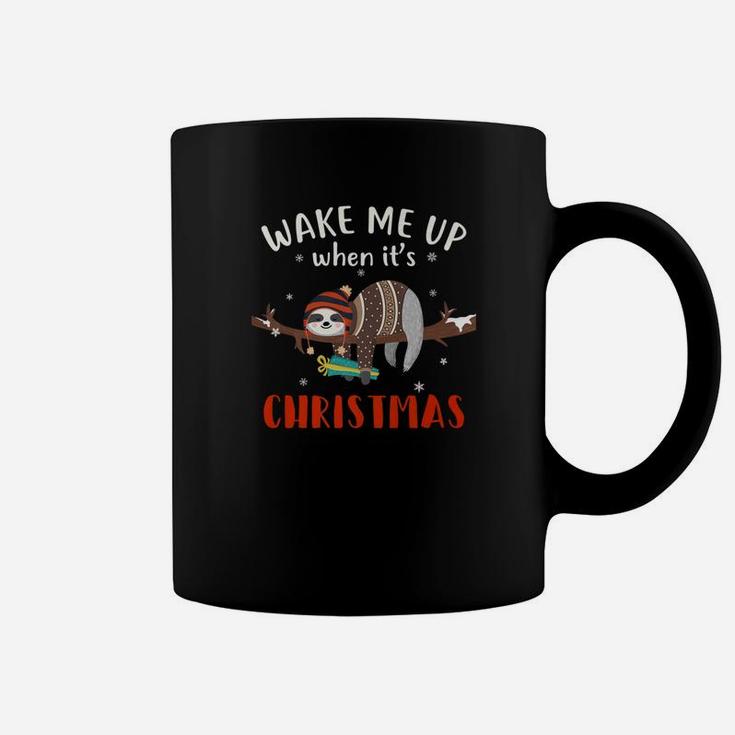 Wake Me Up When Its Christmas Funny Sloth Christmas Coffee Mug
