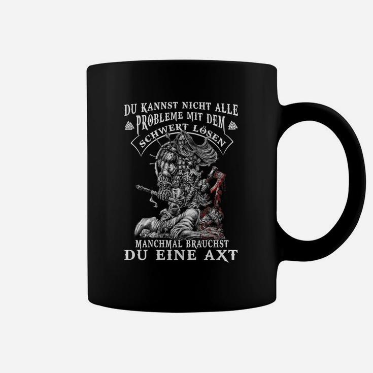 Wikinger-Axt Schwarzes Tassen mit Spruch, Motiv Tee für Männer