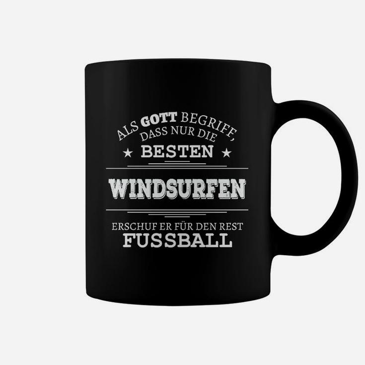 Windsurfen & Fußball Schwarzes Tassen, Spruch für Fans