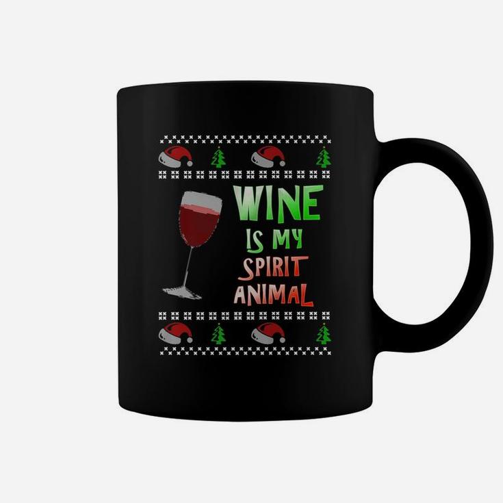 Wine Is My Spirit Animal Ugly Christmas Style Coffee Mug