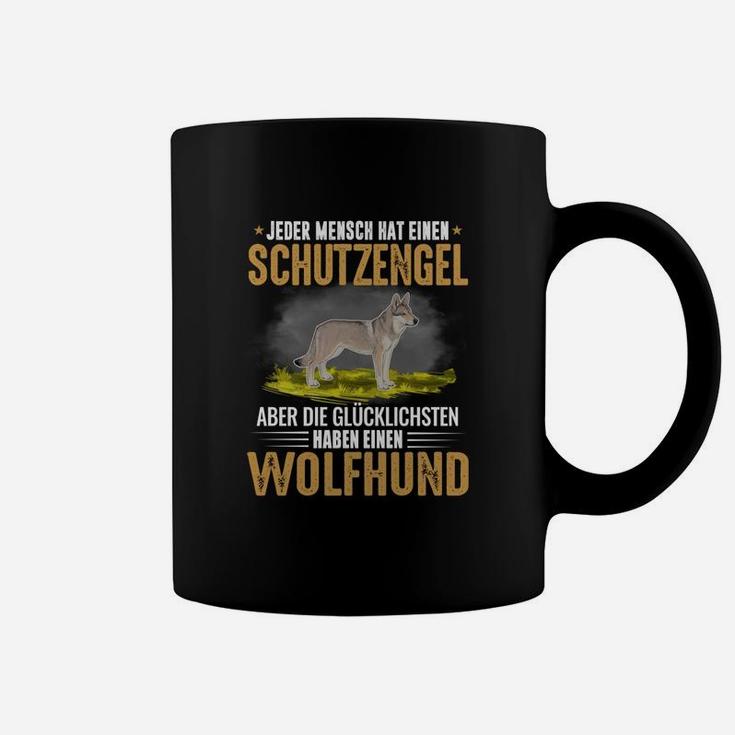 Wolfhund Schutzengel Schwarzes Tassen, Spruch für Hundeliebhaber