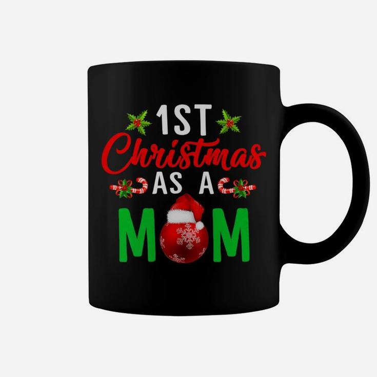 Womens 1st Christmas As A Mom Xmas Gift For New Mommy Tee Coffee Mug